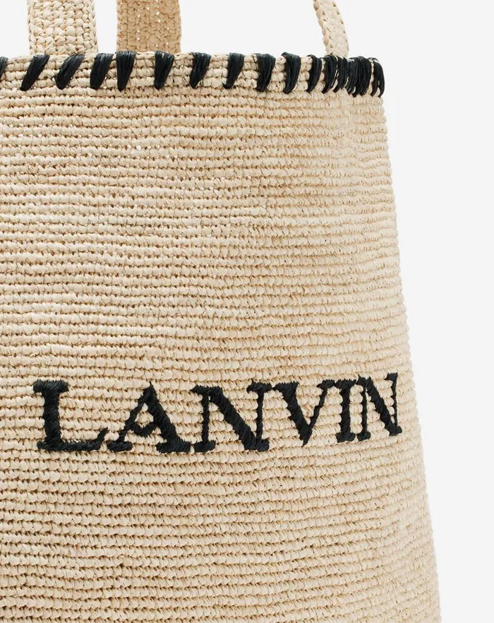 Women Lanvin Tote Bags and Top Handle Bags Lanvin Raffia Tote Bag Naturalblack
