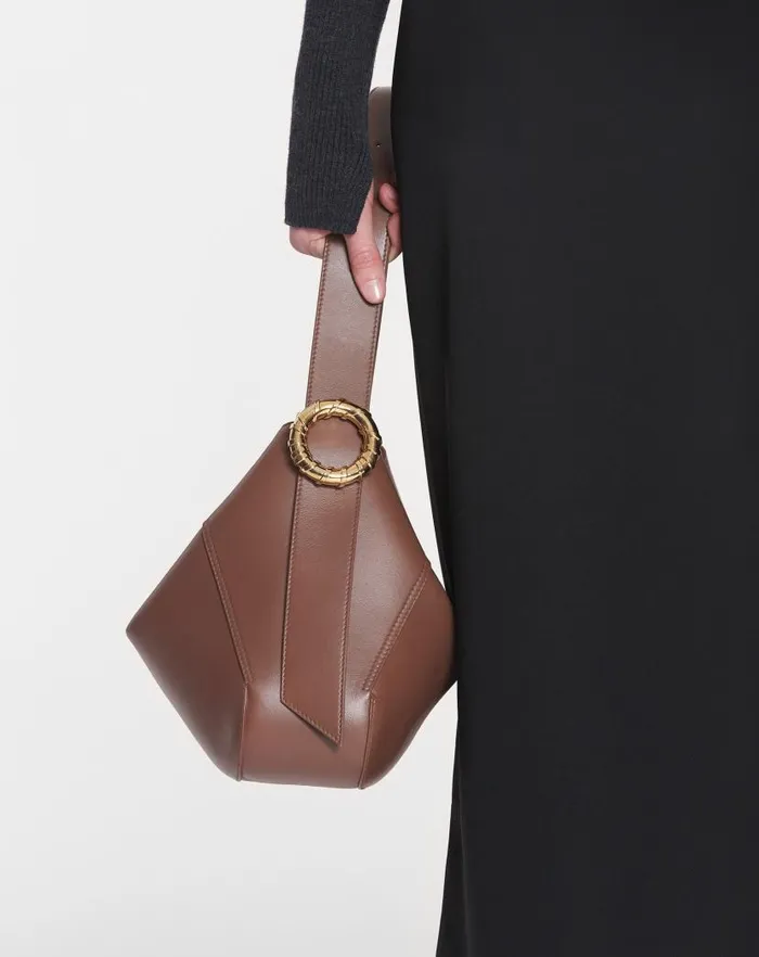 Women Lanvin Tote Bags and Top Handle Bags Leather Mlodie Hobo Bag Chestnut