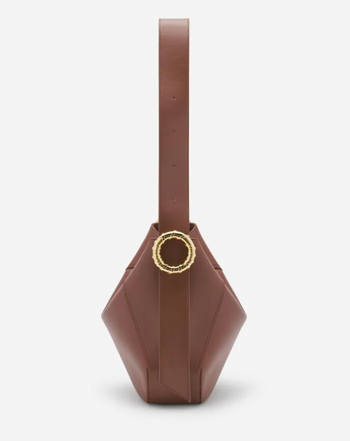 Women Lanvin Tote Bags and Top Handle Bags Leather Mlodie Hobo Bag Chestnut