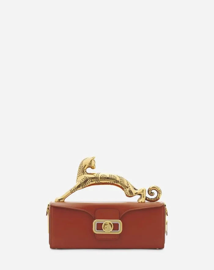 Women Lanvin Tote Bags and Top Handle Bags Medium Pencil Cat Leather Bag Tan