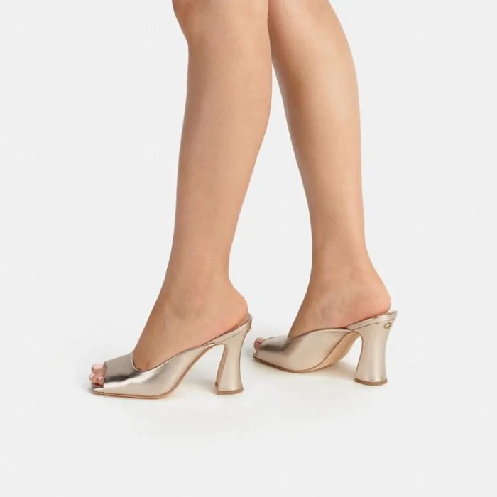 Women Laurence Sandal Platinum Champagne Coach Heels