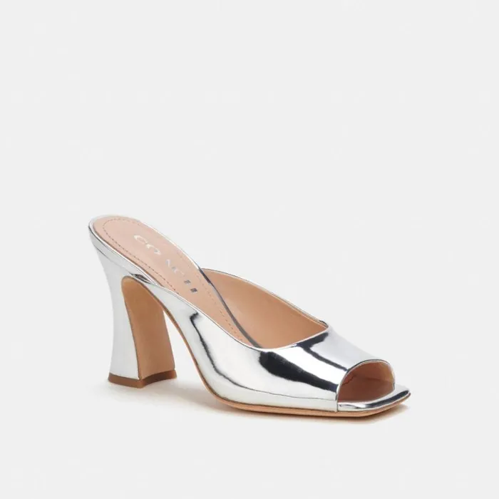 Women Laurence Sandal Silver Coach Heels