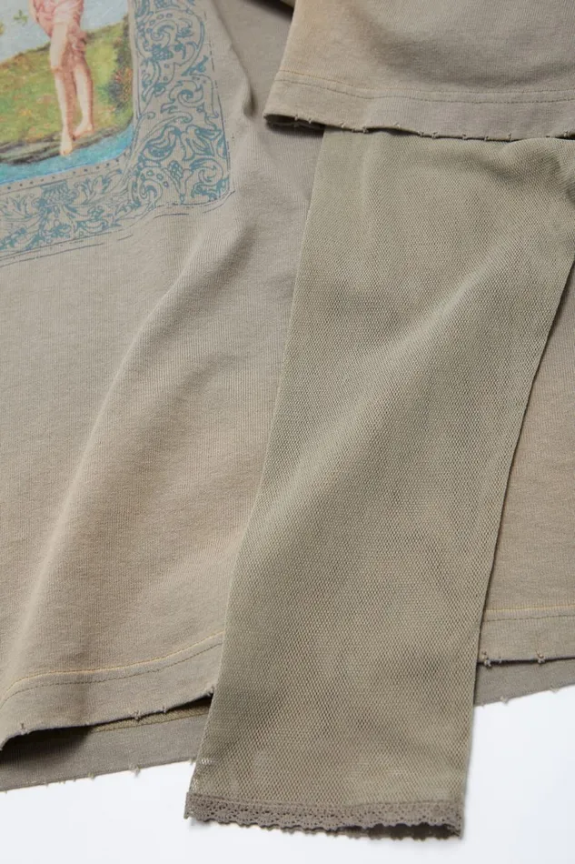 Women Layered Print Tshirt Mud Brown Acne Studios Tshirts