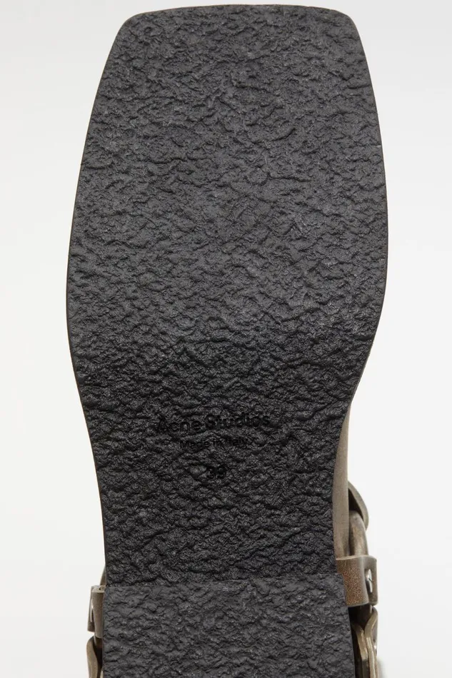 Women Leather Buckle Boots Greige Acne Studios Shoes