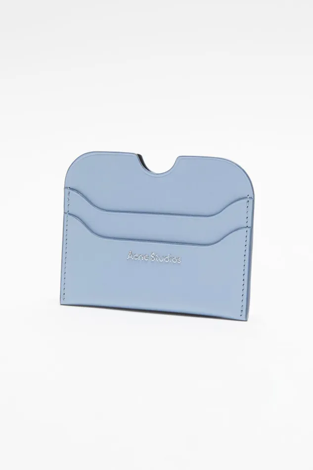 Women Leather Card Holder Baby Bluebrown Acne Studios Small Leather Goods