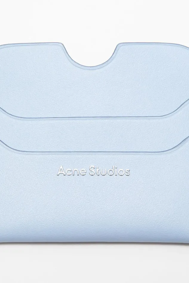 Women Leather Card Holder Baby Bluebrown Acne Studios Small Leather Goods