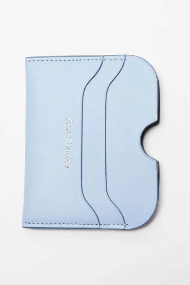 Women Leather Card Holder Baby Bluebrown Acne Studios Small Leather Goods