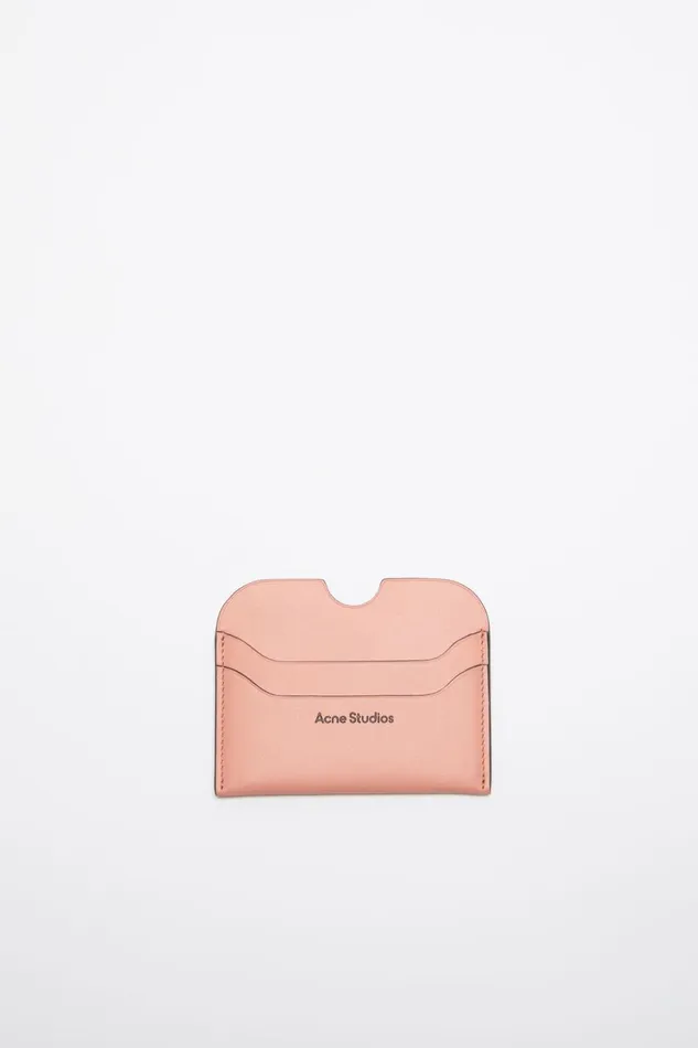 Women Leather Card Holder Salmon Pink Acne Studios Small Leather Goods