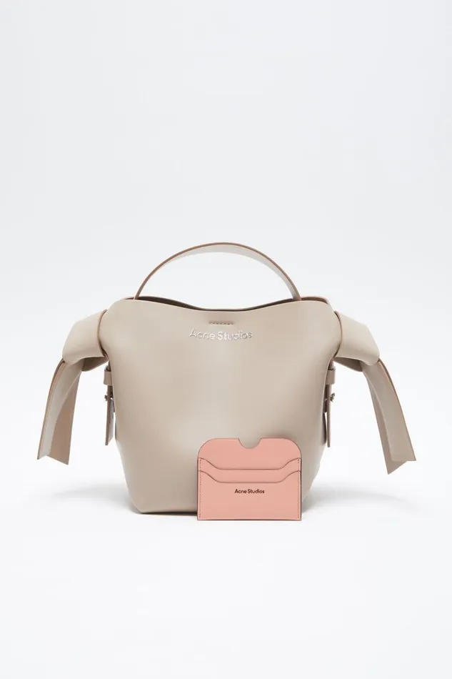 Women Leather Card Holder Salmon Pink Acne Studios Small Leather Goods