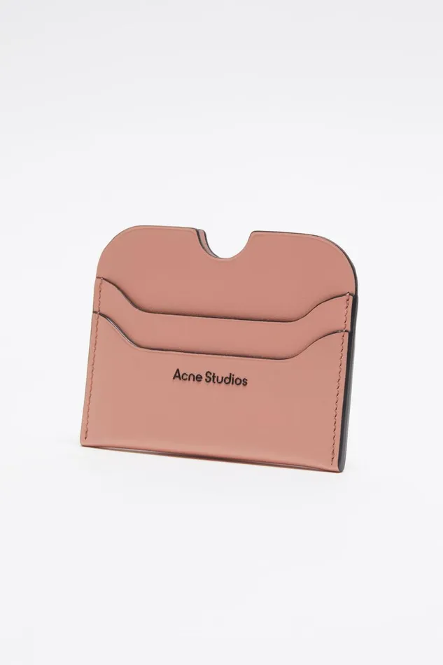 Women Leather Card Holder Salmon Pink Acne Studios Small Leather Goods