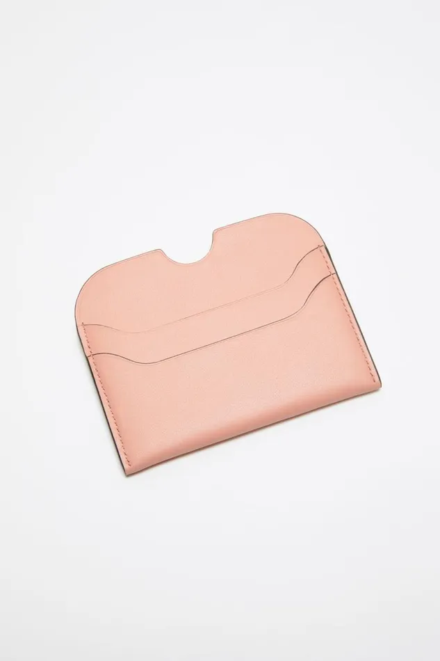 Women Leather Card Holder Salmon Pink Acne Studios Small Leather Goods