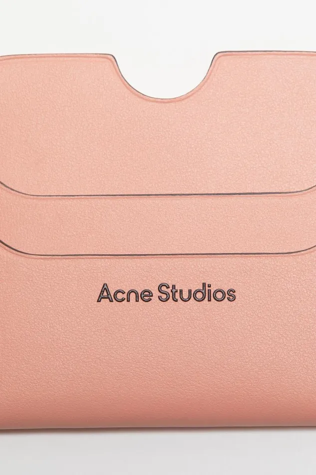 Women Leather Card Holder Salmon Pink Acne Studios Small Leather Goods