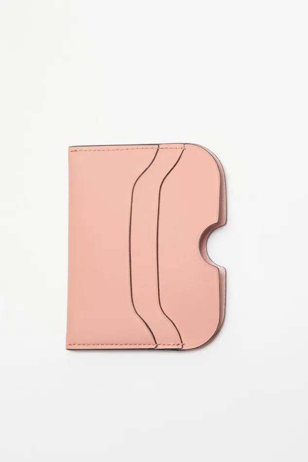 Women Leather Card Holder Salmon Pink Acne Studios Small Leather Goods