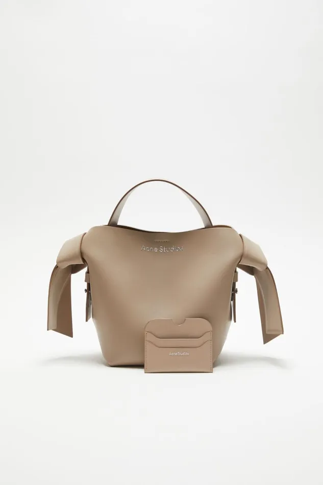 Women Leather Card Holder Taupe Beige Acne Studios Small Leather Goods