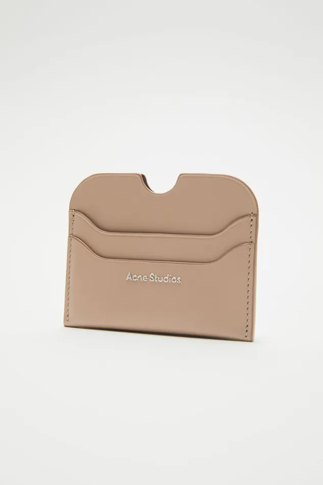 Women Leather Card Holder Taupe Beige Acne Studios Small Leather Goods