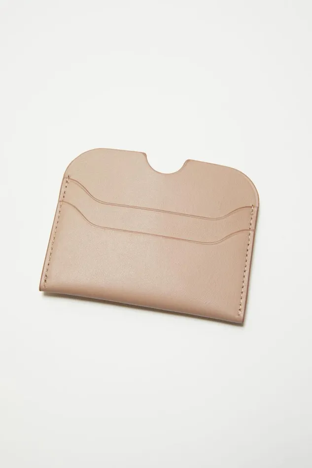 Women Leather Card Holder Taupe Beige Acne Studios Small Leather Goods