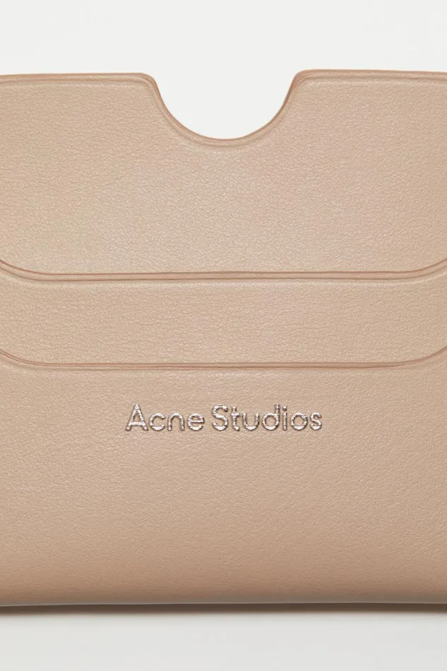 Women Leather Card Holder Taupe Beige Acne Studios Small Leather Goods