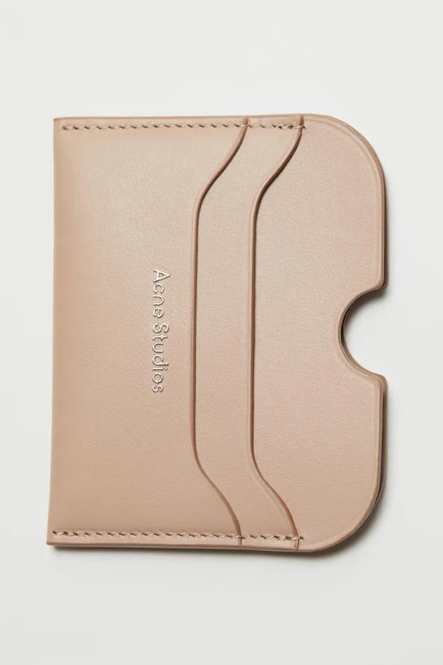 Women Leather Card Holder Taupe Beige Acne Studios Small Leather Goods