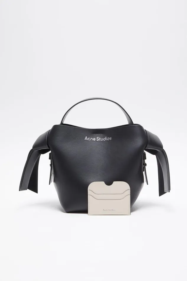 Women Leather Card Holder Whiteblack Acne Studios Small Leather Goods