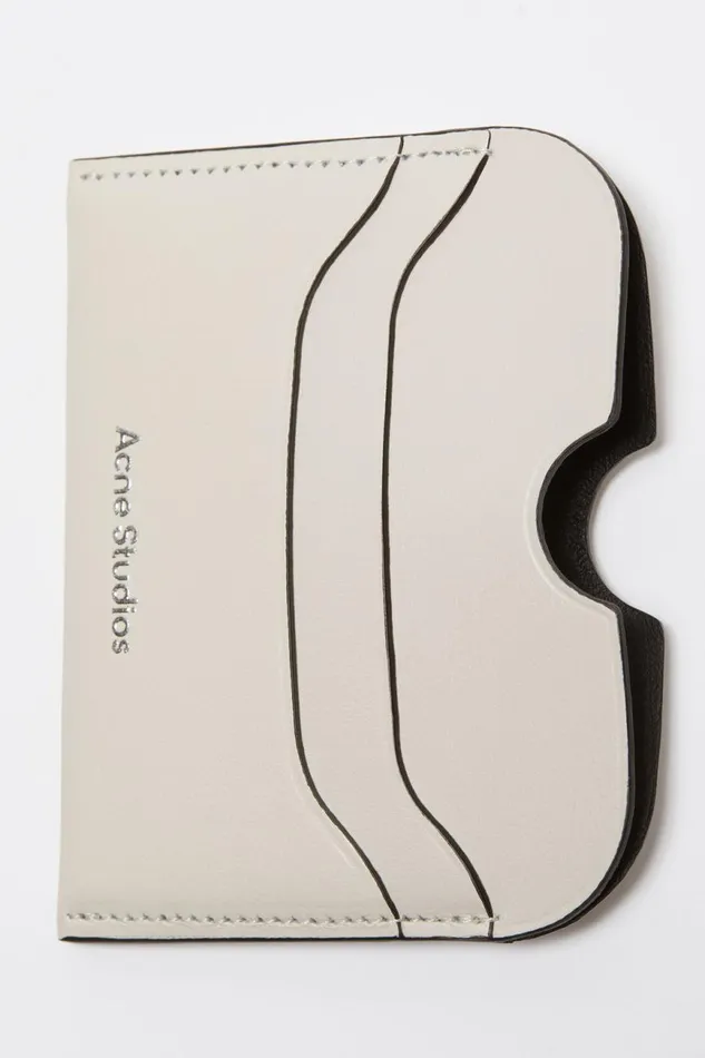 Women Leather Card Holder Whiteblack Acne Studios Small Leather Goods