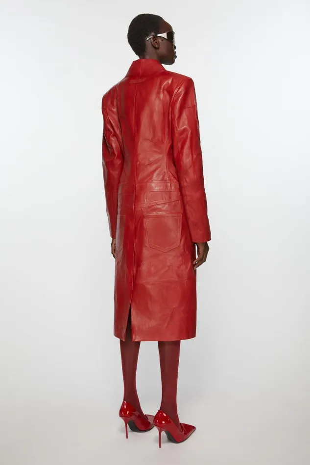 Women Leather Coat Red Acne Studios Outerwear