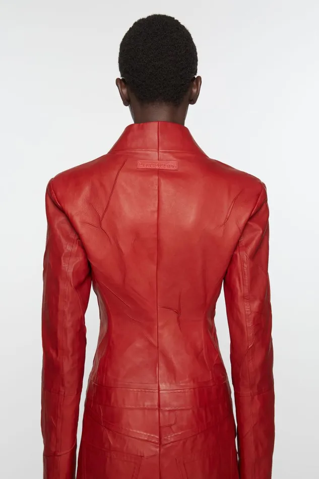 Women Leather Coat Red Acne Studios Outerwear