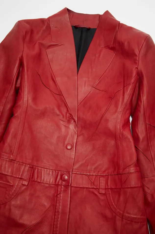 Women Leather Coat Red Acne Studios Outerwear