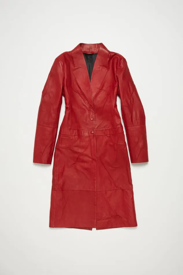 Women Leather Coat Red Acne Studios Outerwear
