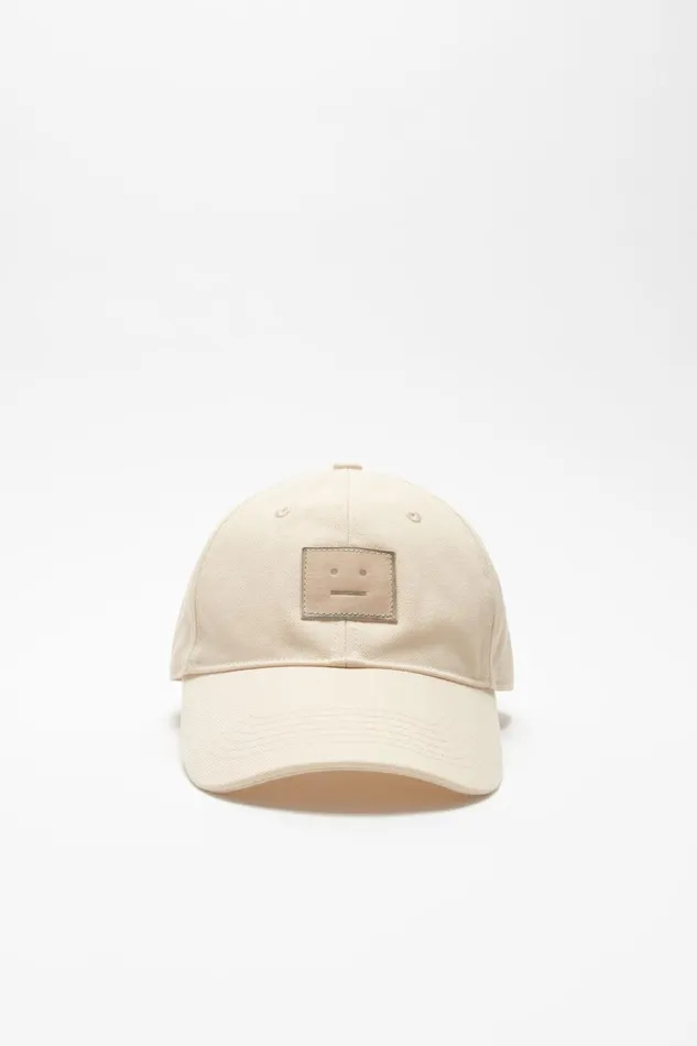 Women Leather Face Patch Cap Oatmeal Melange Acne Studios Face Collection