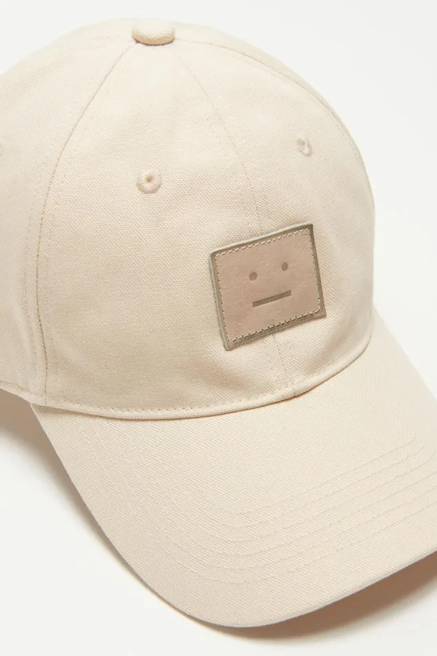 Women Leather Face Patch Cap Oatmeal Melange Acne Studios Face Collection