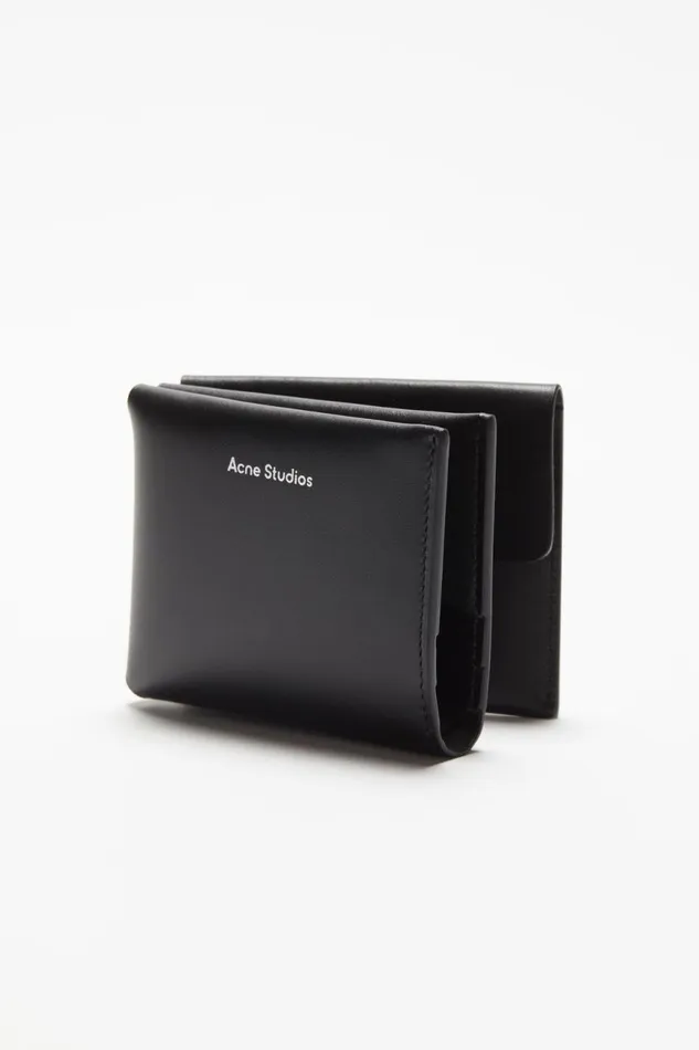 Women Leather Trifold Wallet Black Acne Studios Small Leather Goods
