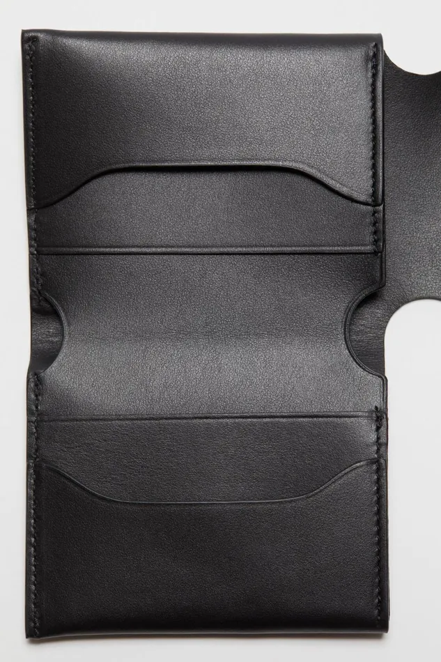 Women Leather Trifold Wallet Black Acne Studios Small Leather Goods