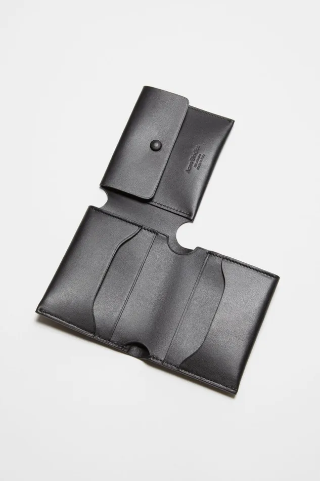 Women Leather Trifold Wallet Black Acne Studios Small Leather Goods