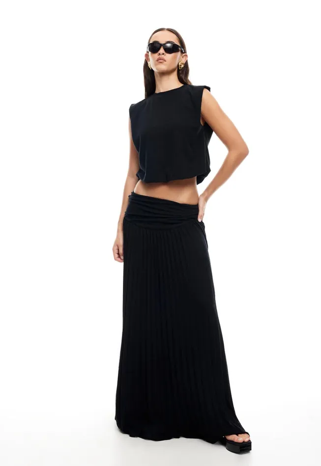 Women Lioness Fashion Bottoms FIELD OF DREAMS MAXI SKIRT Onyx