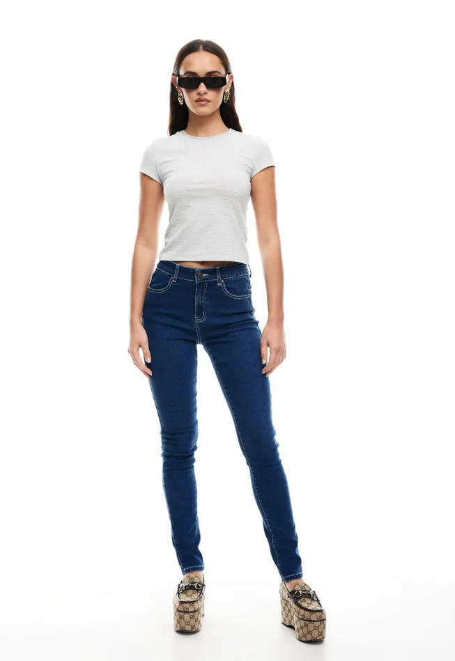 Women Lioness Fashion Denim IN BLOOM SKINNY JEAN Blue Denim