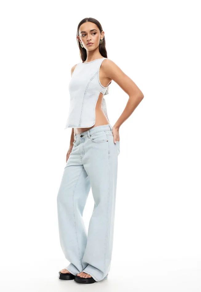 Women Lioness Fashion Denim RIDER BACKLESS TOP Light Denim