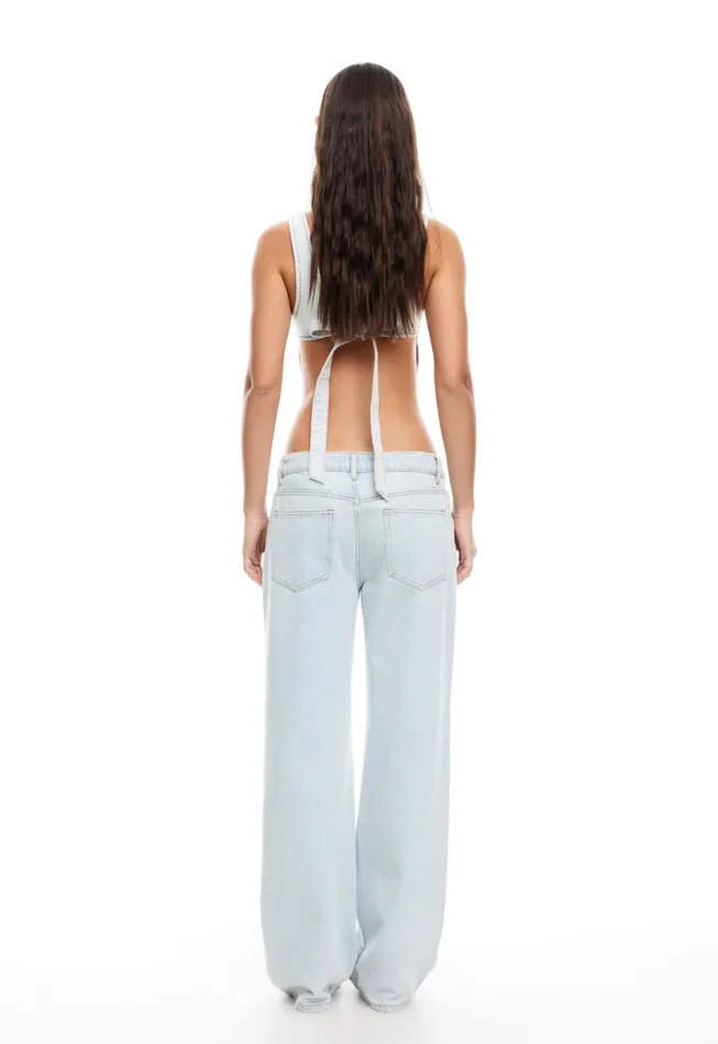 Women Lioness Fashion Denim RIDER BACKLESS TOP Light Denim Women Lioness Fashion Denim RIDER BACKLESS TOP Light Denim