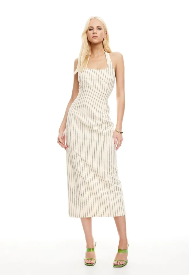 Women Lioness Fashion Dresses LES DEUX MIDI DRESS Cream Stripe
