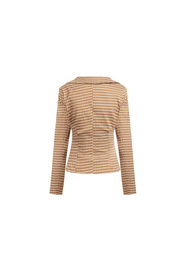 Women Lioness Fashion Outerwear BANKS CROP BLAZER Chocolate Check