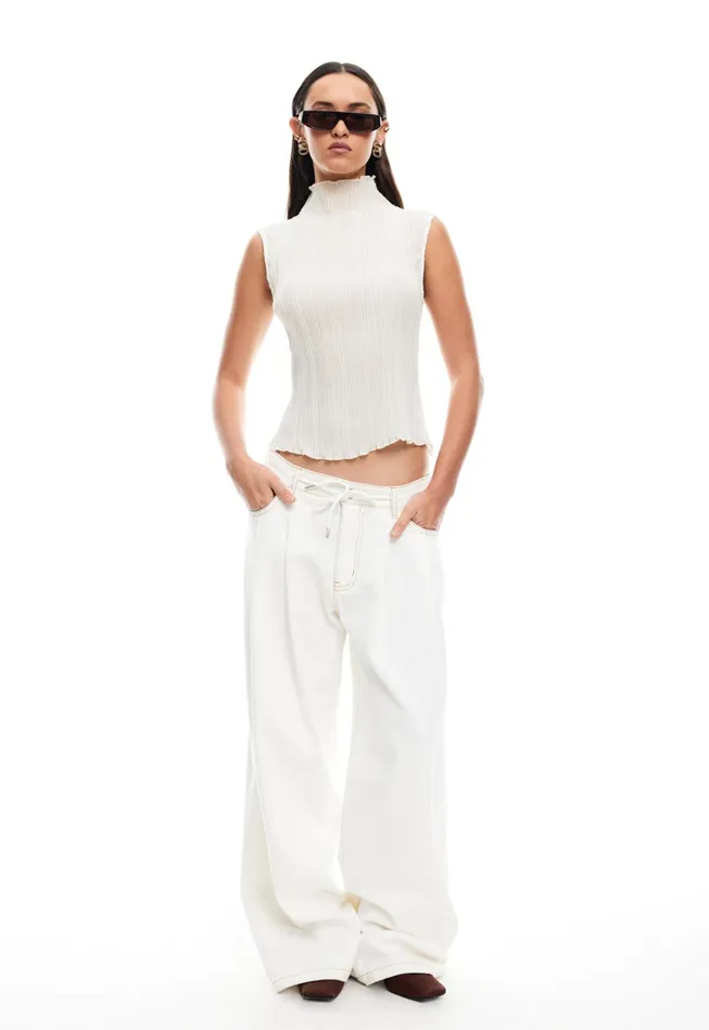 Women Lioness Fashion Pants SLOUCHED TIE UP JEAN Porcelain