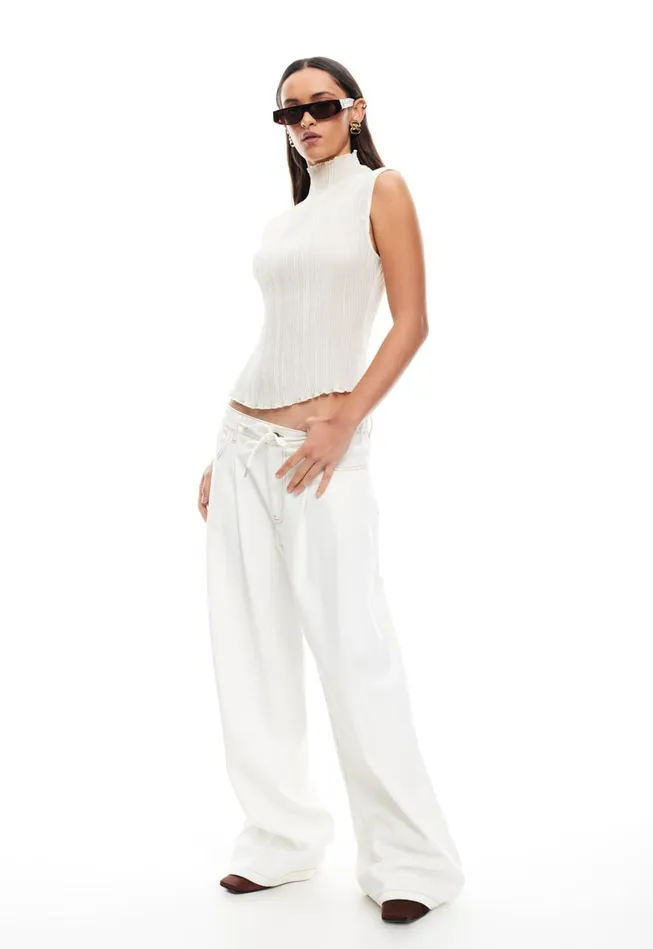 Women Lioness Fashion Pants SLOUCHED TIE UP JEAN Porcelain