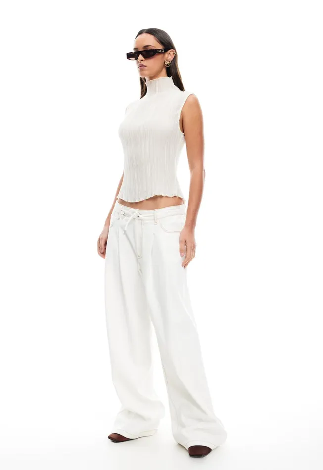 Women Lioness Fashion Pants SLOUCHED TIE UP JEAN Porcelain