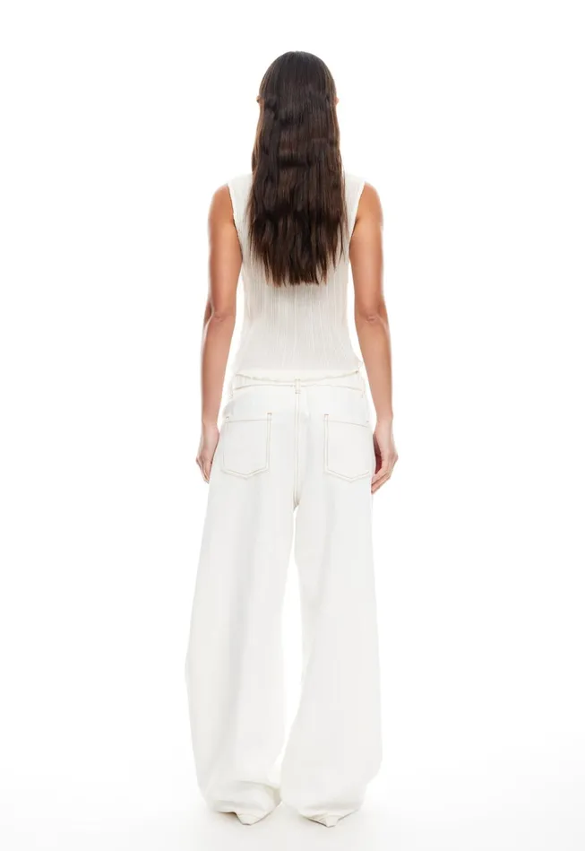 Women Lioness Fashion Pants SLOUCHED TIE UP JEAN Porcelain