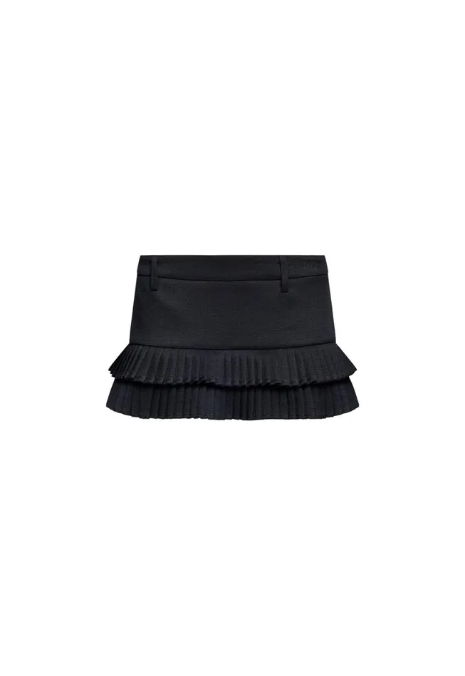 Women Lioness Fashion Shorts DOUBLE RUFFLE MINI SKORT Onyx