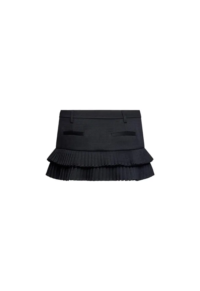 Women Lioness Fashion Shorts DOUBLE RUFFLE MINI SKORT Onyx