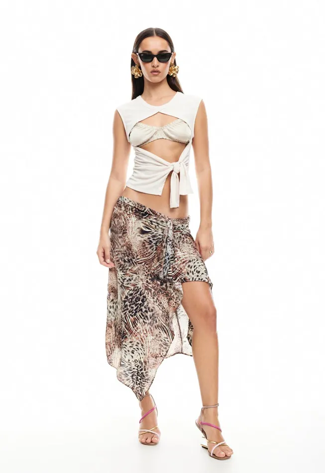 Women Lioness Fashion Skirts BANKS MIDI SKIRT Chocolate Animal