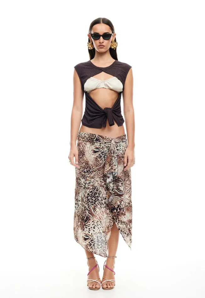 Women Lioness Fashion Swim MOSS TIE TOP Brown Women Lioness Fashion Swim MOSS TIE TOP Brown