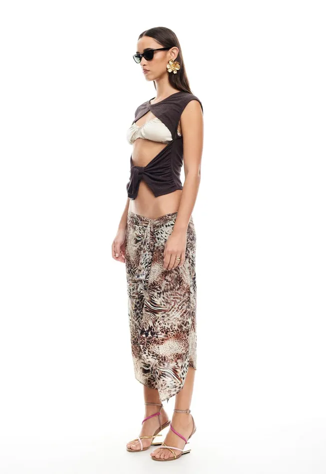 Women Lioness Fashion Swim MOSS TIE TOP Brown Women Lioness Fashion Swim MOSS TIE TOP Brown