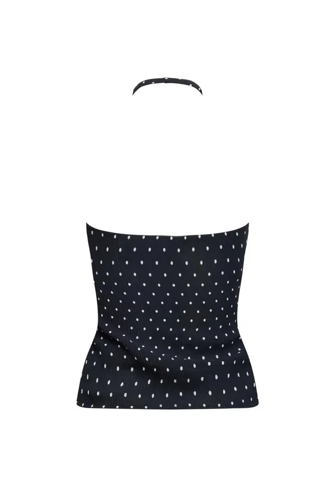 Women Lioness Fashion Tops BRAT HALTER TOP Onyx Polka