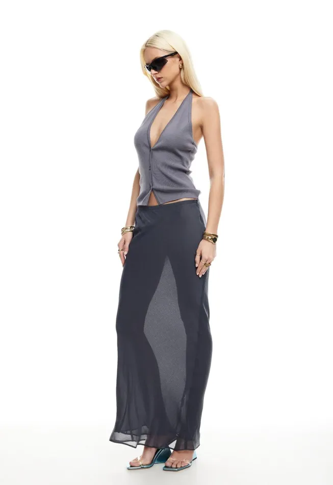 Women Lioness Fashion Tops BRAT HALTER TOP Slate